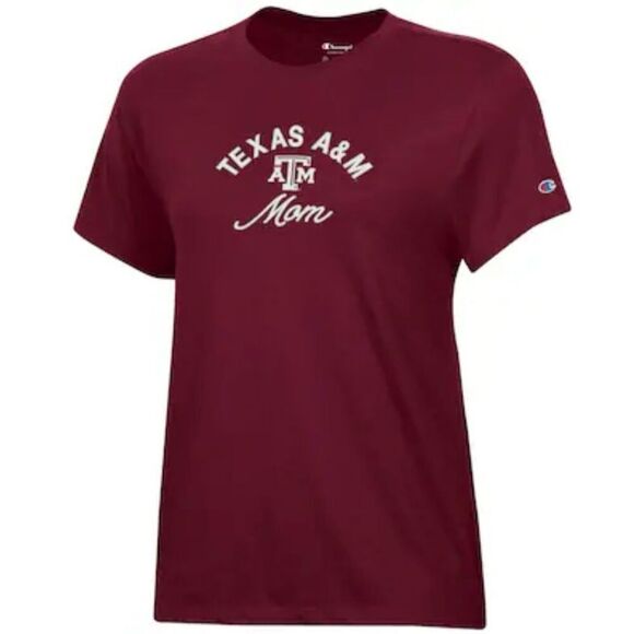 Texas A&M Mom Burgundy Champion Short Sleeve T-shirt Size Medium New - Picture 1 of 4